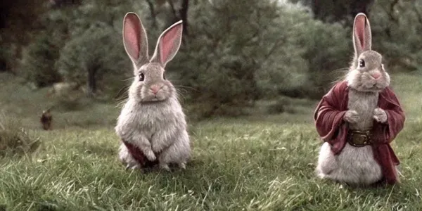 Deux lapins dans la clairière